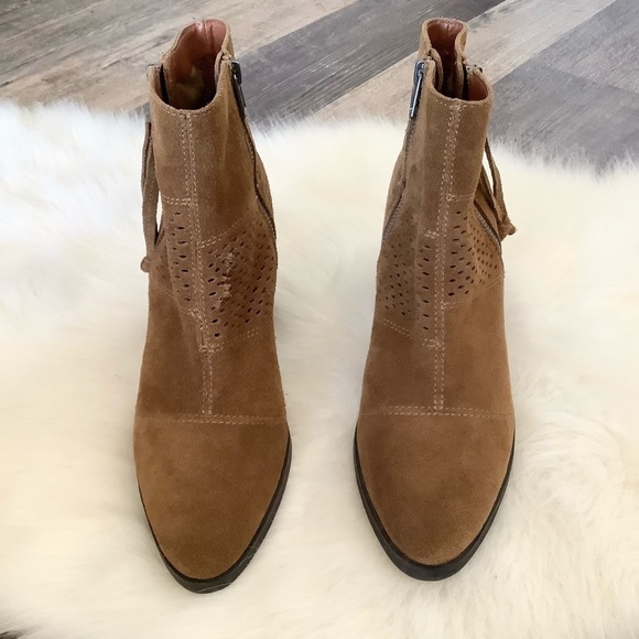 LUCKY Brand camel heeled booties with zippers 8.5 - Picture 2 of 5